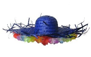 Hawaii-Strohhut - Blau/Rot/Gelb (6 Stk.)