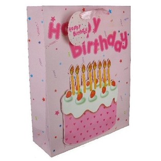 Geschenktüte Happy Birthday Rosa (12 Stk.)