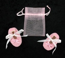 Dekorative Babyschuhe mit Geschenkt&uuml;te - Rosa (12 Paar)