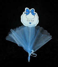 Deko-Stecker mit Stoff - Babyblau (12 Stk.)