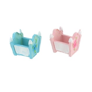 Geburtstortenfigur - Babybett - Rosa/Blau (2 Stk.)
