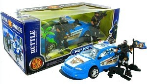 Polizei-Spielset mit Friktions-Polizeiauto und Figuren