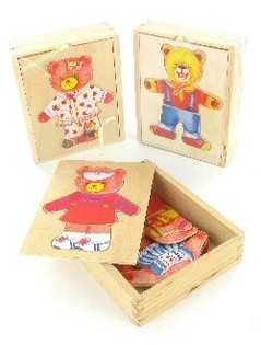 Sch&ouml;nes Holz-Anziehpuzzle B&auml;rchen (12er-Set)