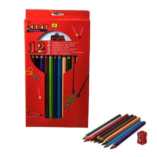 12 GROSSE BUNTSTIFTE + ANSPITZER (4er-Set)