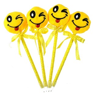 Pl&uuml;sch-Kugelschreiber Smiley (12 Stk.)
