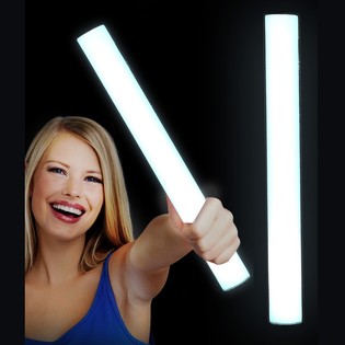 LED Schaumstoff-Leuchtstab Einfarbig - Party-Stick - WEISS (24 Stk.)