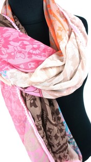 Luxus-Schal Ibiza-Style Rosa/Braun/Orange (1 Stk.)