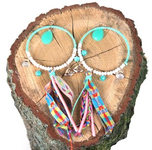 Bunte Ohrringe im Ibiza-Look (1 Stk.)