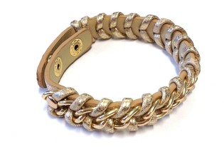 Ibiza-Look Armband geflochten Gold/Braun (1 Stk.)