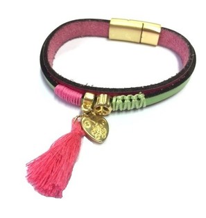 Luxus-Armband Gr&uuml;n/Rosa Herz (1 Stk.)