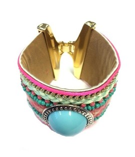 Luxus Ibiza-Armband T&uuml;rkis / Rosa (1 Stk.)