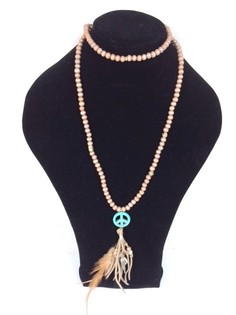 Ibiza-Look Halskette mit Peace-Zeichen Braun (1 Stk.)