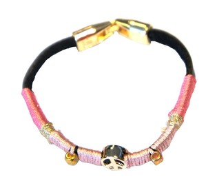 Ibiza-Style Armband mit Peace-Zeichen Pink (1 Stk.)