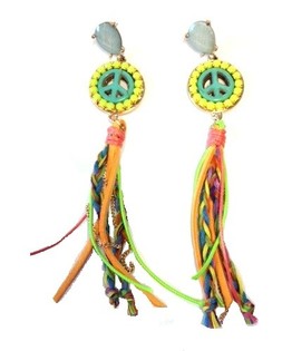 Ibiza-Style Ohrringe Bunter Peace-Anh&auml;nger (1 Paar)
