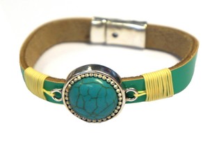 Ibiza-Style Armband mit t&uuml;rkisem Stein (1 Stk.)