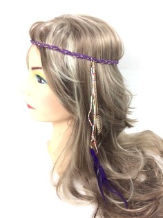Geflochtenes Haarband mit Federn Lila (1 Stk.)