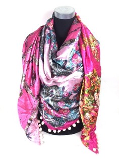 Luxus Dreieckstuch 2-seitig Pink / Hellblau / Tiger (1 Stk.)