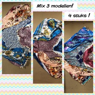 Luxus-Seidendreieckstuch 2-seitig Mix-Modelle (4 St&uuml;ck)
