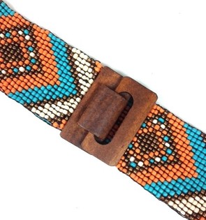 Handgemachter Ibiza-G&uuml;rtel Azteken-Muster Mintblau (1 Stk.)