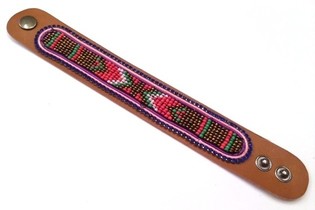 Lederarmband Aztek mit blauem Strass (1 Stk.)