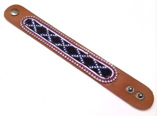 Lederarmband Aztek mit transparentem Strass (1 Stk.)