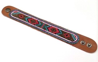 Lederarmband Aztek Hellblaue Strasssteine (1 Stk.)