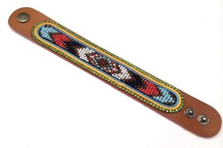Lederarmband Aztek mit gr&uuml;nem Strass (1 Stk.)