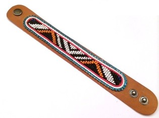 Lederarmband Aztec mit hellblauen Strasssteinen (1 Stk.)