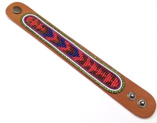 Lederarmband Aztek Blauer Strass (1 Stk.)