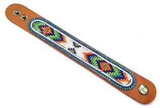 Lederarmband Aztek mit hellblauen Strasssteinen (1 Stk.)