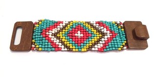 Ibiza Aztec Holzverschluss Armband Gelb (1 Stk.)