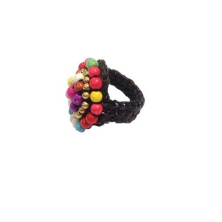 Ibiza-Look Ring mit bunten Steinen (1 Stk.)