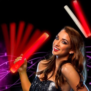 LED Foam Stick Einfarbig - Party-Leuchtstab - Rot (24 Stk.)