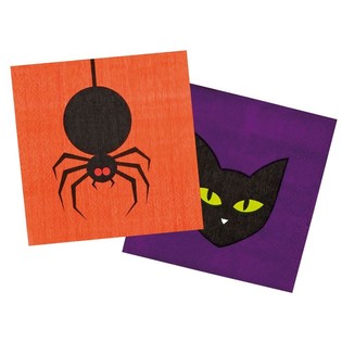 12-teiliges Servietten-Set - Motiv: Spinne & Katze (6er-Pack)