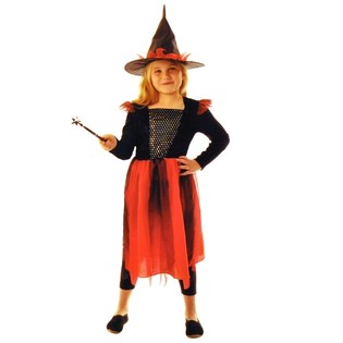 HEXEN KOSTÜM SCHWARZ / ROT FÜR KINDER - SIZE 146