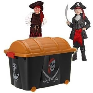 Gro&szlig;e Spielzeugkiste mit Piratenmotiv | 60L mit Rollen