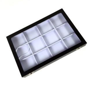 Wei&szlig;es Perlen-Display mit Deckel, 12 F&auml;cher