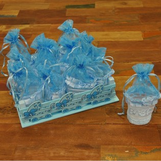 Deko-Kiste mit 12 Geschenkverpackungen - Blau