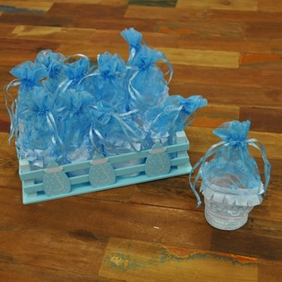Deko-Kiste mit 12 Geschenkverpackungen - Blau