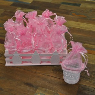 Deko-Kiste mit 12 Geschenkverpackungen - Rosa