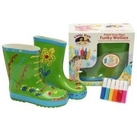 FUNKY WELLIES - GUMMISTIEFEL ZUM SELBSTBEMALEN - GR&Uuml;N / GR&Ouml;SSE: 28