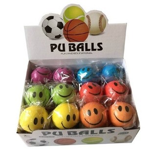 FREUNDLICHE GESICHTER PU BALL &Oslash; 10 cm. IN DISPLAY (36st).