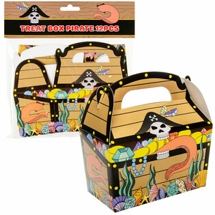 Piraten Mitgebsel-Boxen 12x12,5x6 cm (12 Stk.)