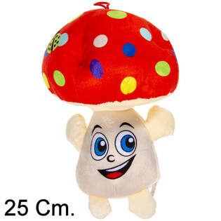 Gro&szlig;er Pl&uuml;schpilz mit Gesicht - 25 cm - Farbmix (6 Stk.)
