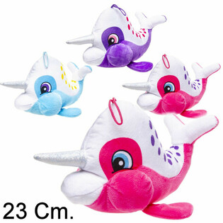 Pl&uuml;sch-Narwal mit Horn - 23 cm - Farbmix (12 Stk.)