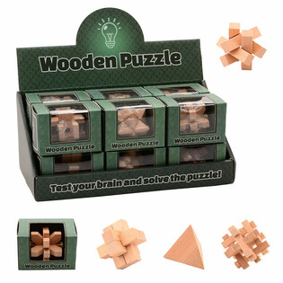 H&ouml;lzernes IQ Puzzle Display (12 Stk.)