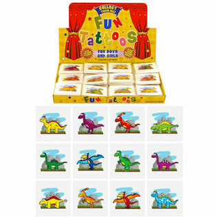 FUN TATTOOS - MODELL: DINOSAURIER, Jedes Pack 12x Tattoos IN DISPLAY (48 Stk.)