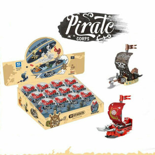 Piraten Schiff Bausteine in &Uuml;berraschungskugel - Display (12 Stk.)
