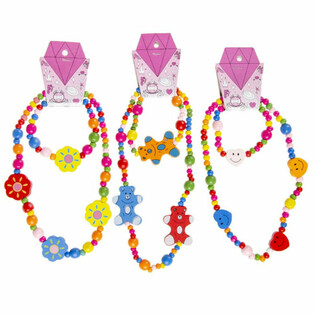 FR&Ouml;HLICHES HOLZ-KINDERKETTEN- + ARMBAND-SET (48-tlg.)
