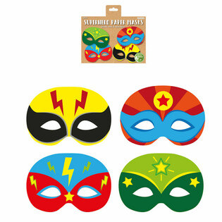 ECO FRIENDLY - SUPERHELD PAPIERMASKEN (1 Packung &agrave; 12 Stk.)